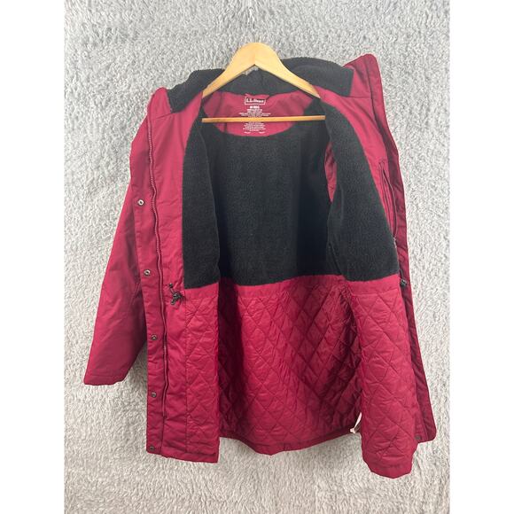 L.L. Bean Women’s M Regal Red Hooded Winter Coat Fleece Lined Storm Jacket - Picture 5 of 8